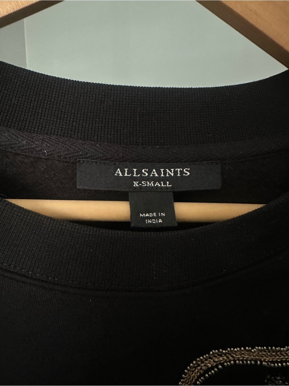 AllSaints Black Sweatshirt with Metallic Embellished Dragon - Picture 6 of 6